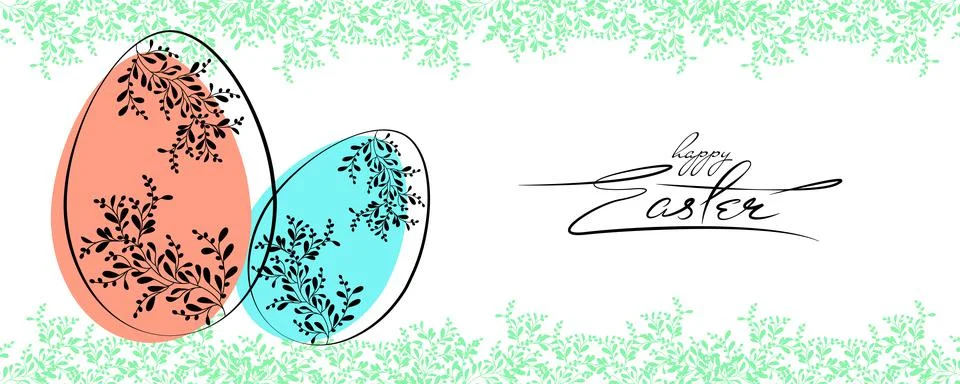 Easter banner with stylized eggs Illustrazione stock