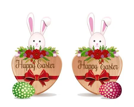 Easter banners set with Easter eggs and a cute Easter bunny Stock Illustration