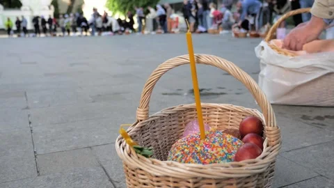 Easter basket blessing on Easter celebration Stock Footage 274842909