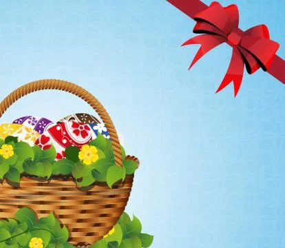 Easter Basket on a blue background Stock Illustration