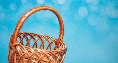Easter basket on a blue background Stock Photos
