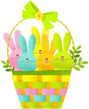 Easter basket with bunnies Stock Illustration
