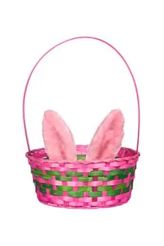 Easter basket with bunny ears Stock Photos