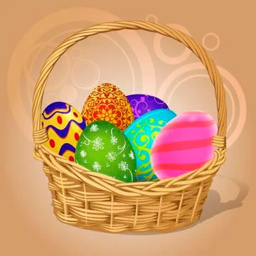 Easter basket with Easter eggs Stock Illustration