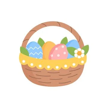 Easter basket with Easter eggs Stock Illustration