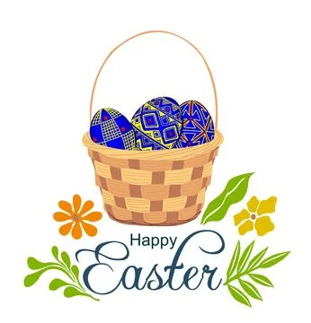 Easter basket with easter eggs vector illustration Illustrazione stock