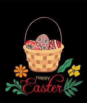 Easter basket with easter eggs vector illustration 库存插图