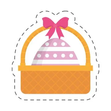 Easter basket with egg and bow 스톡 일러스트