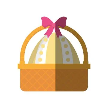 Easter basket with egg and bow 스톡 일러스트