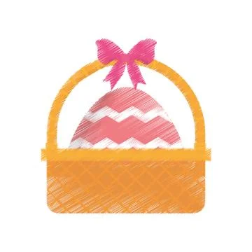 Easter basket with egg and bow Illustration