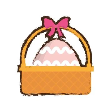Easter basket with egg and bow Stock Illustration