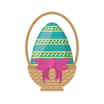 Easter basket egg bow decoration Stock Illustration