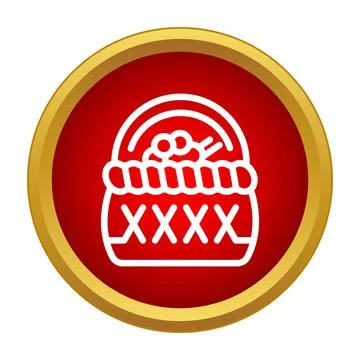 Easter basket with eggs and holiday decoration icon Stock Illustration