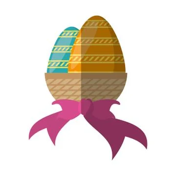 Easter basket eggs bow decoration 스톡 일러스트