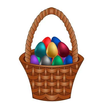 Easter basket with eggs. Colored vector illustration. Stock Illustration