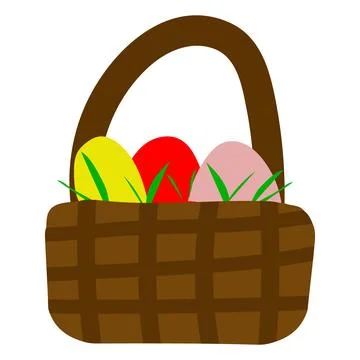 Easter basket with eggs, element for your design Stock Illustration