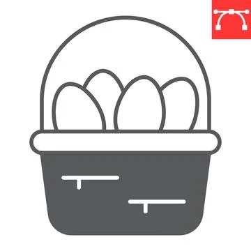 Easter basket with eggs glyph icon Stock Illustration