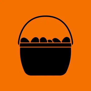 Easter Basket With Eggs Icon Stock Illustration