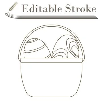 Easter Basket With Eggs Icon Stock Illustration