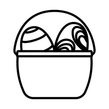Easter Basket With Eggs Icon Stock Illustration