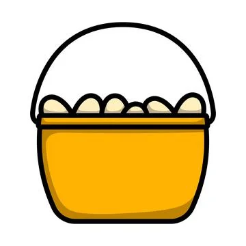 Easter Basket With Eggs Icon Stock Illustration