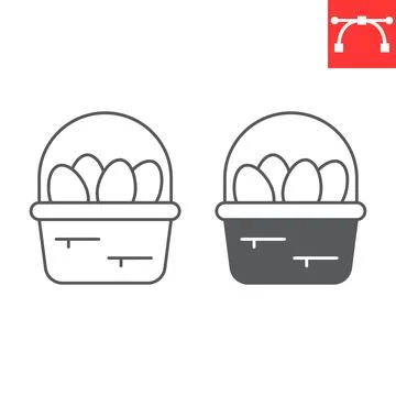 Easter basket with eggs line and glyph icon Illustrazione stock