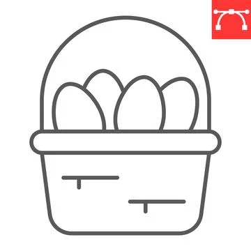 Easter basket with eggs line icon Illustrazione stock