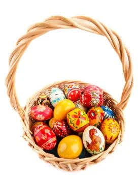 Easter basket with eggs Stock Photos