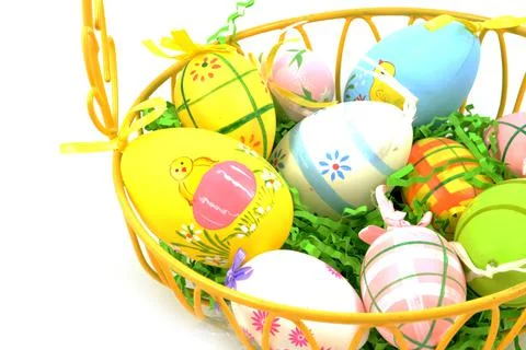 Easter Basket of Eggs Stock Photos