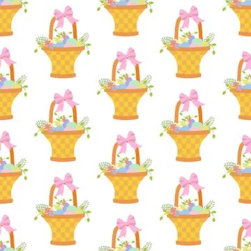 Easter basket with eggs seamless pattern Illustrazione stock
