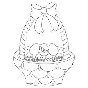 Easter basket with eggs. Vector illustration. Stock Illustration