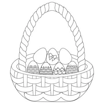 Easter basket with eggs. Vector illustration. Illustrazione stock