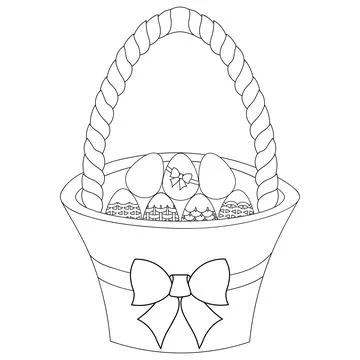 Easter basket with eggs. Vector illustration. Stock Illustration