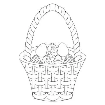 Easter basket with eggs. Vector illustration. Illustrazione stock