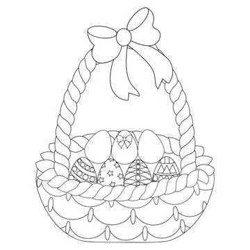 Easter basket with eggs. Vector illustration. Stock Illustration