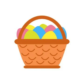 Easter basket with eggs on a white background. Vector illustration Stock Illustration