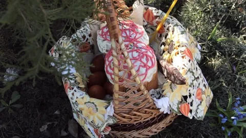 Easter basket with food. Stock Footage 88255100