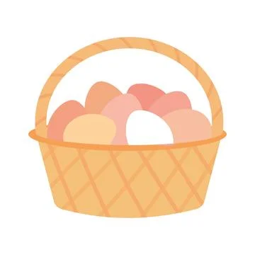 Easter basket full of easter eggs. Graphic element design for decoration. Stock Illustration