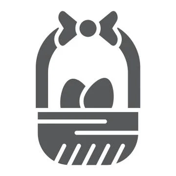 Easter basket glyph icon, easter and decoration, basket with eggs sign, vector Stock Illustration