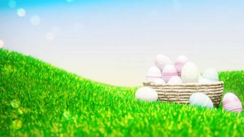 Easter Basket On Grass 02 Illustrazione stock