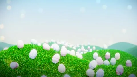 Easter Basket On Grass 04 스톡 사진