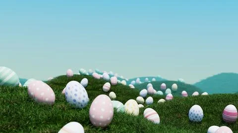 Easter Basket On Grass Stock Photos