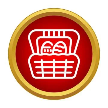 Easter basket icon with eggs celebrating spring holiday Stock Illustration
