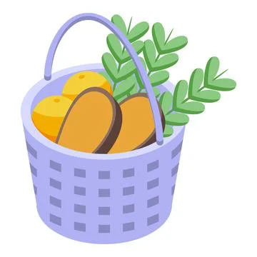 Easter basket icon isometric vector. Spring decoration Stock Illustration