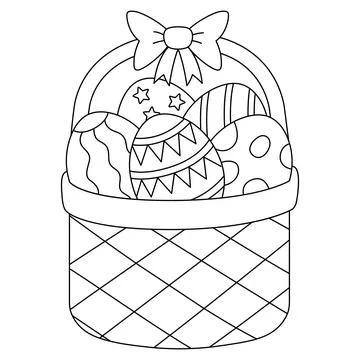 Easter Basket Isolated Coloring Page for Kids Stock Illustration