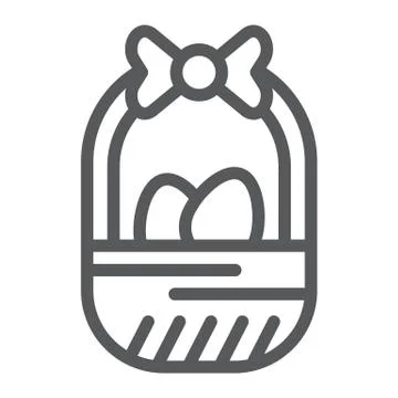 Easter basket line icon, easter and decoration, basket with eggs sign, vector Stock Illustration