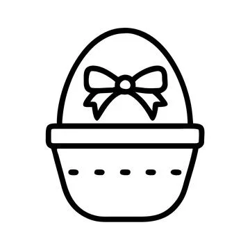 Easter basket outline vector icon Stock Illustration