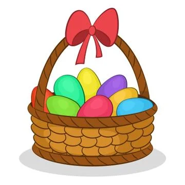 Easter Basket with Painted Eggs Stock Illustration