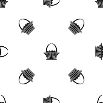 Easter basket pattern seamless black 库存插图