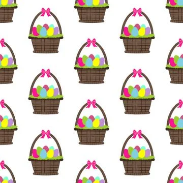 Easter basket seamless pattern Stock Illustration